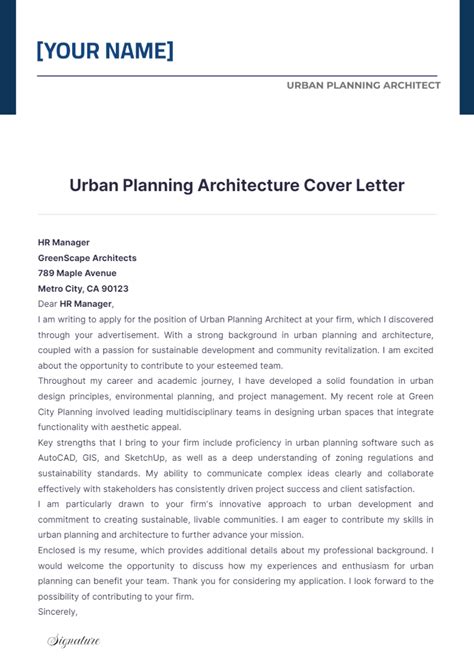 Free Urban Planning Architecture Cover Letter Template Edit Online And Download