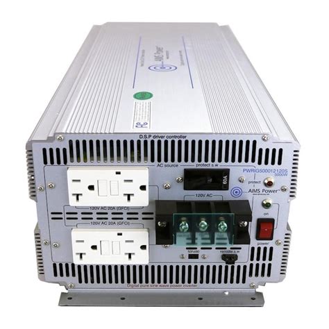 AIMS Power 5,000 Watt Pure Sine Industrial Grade Inverter 12 Volt DC to 120 Volt AC in the Power ...