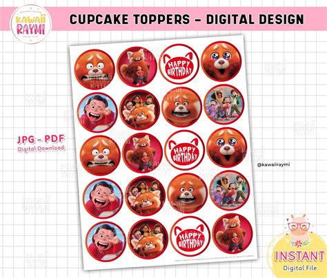 Red Birthday Party Red Cupcakes Cupcake Toppers Digital Files