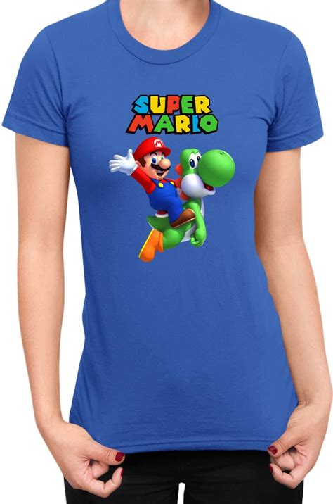 Mario Riding Yoshi Koszulka Damska Super Mario Bros Luigi Bowser Lady