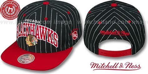 Chicago Blackhawks Pinstripe 2t Team Arch Snapback Black Red Hat