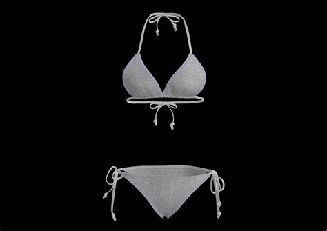 Black Checkered Tie Up Bikini Free VR AR Low Poly D Model CGTrader