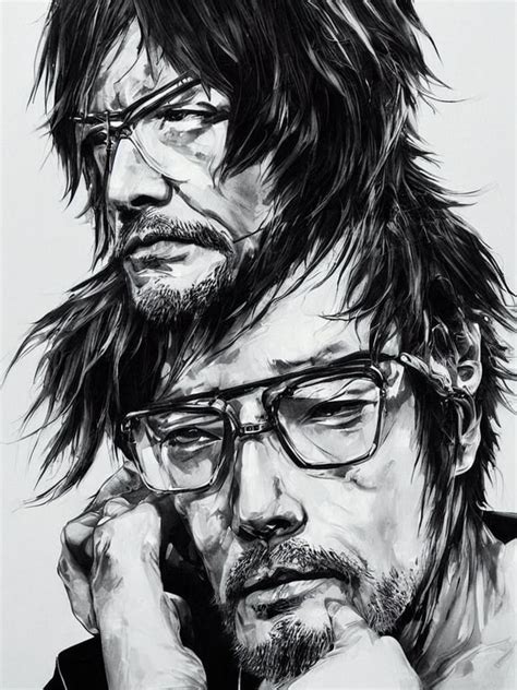 Prompthunt A Centered Portrait Painting Of Hideo Kojima By Yoji