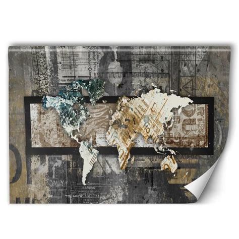 Feeby D Co Murale Papier Peint Intiss Carte Du Monde D Co Marron