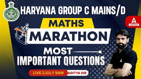 HSSC CET Group C Mains MATH MARATHON CLASS Maths Marathon For HSSC