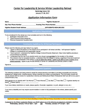 Fillable Online Cls Highline Center For Leadership And Service Winter
