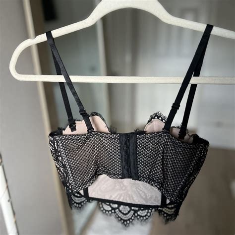 Dynamite Black And Nude Corset Crop Top Size Small Depop