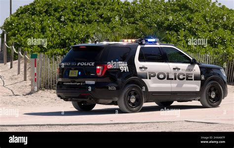 Miami Beach Police Car At South Beach Miami Florida February