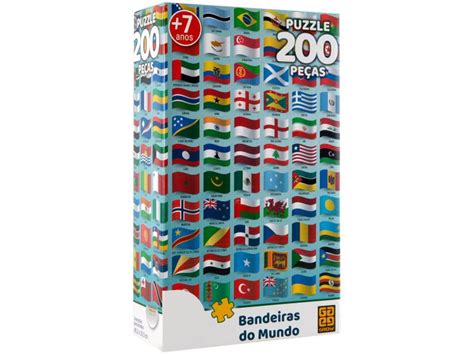 Quebra Cabeça Bandeiras Do Mundo - Quebra-cabeça 200 Peças Puzzle Bandeiras do Mundo - Grow - Livros de ...