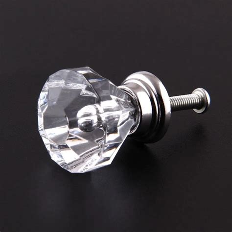 30mm Diamond Crystal Glass Door Drawer Cabinet Wardrobe Screw Pull