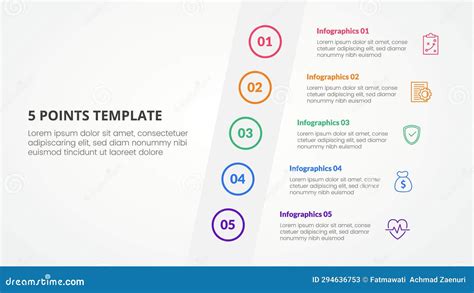 5 Points Stage Template Infographic Concept For Slide Presentation With