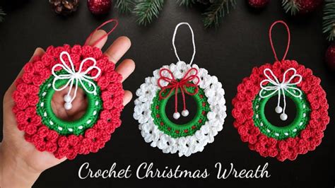 Crochet Christmas Wreath In Red White And Green