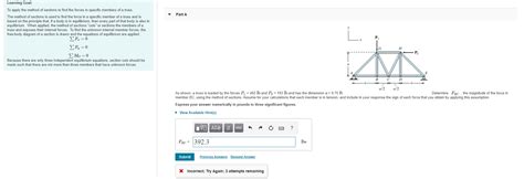 Solved Part A Learning Goal To Apply The Method Of Sections Chegg