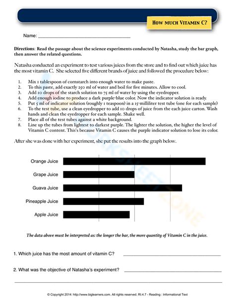 How Much Vitamin C Worksheet