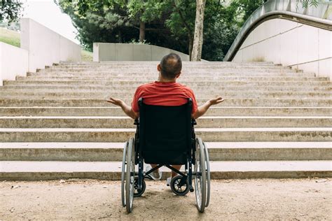 Man In Wheelchair Outraged In Front Of Stairs Closler Closler