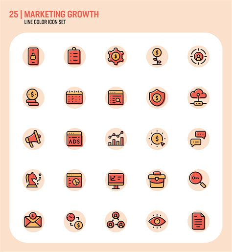 Marketing growth lineal color icon pack. vector, business and finance