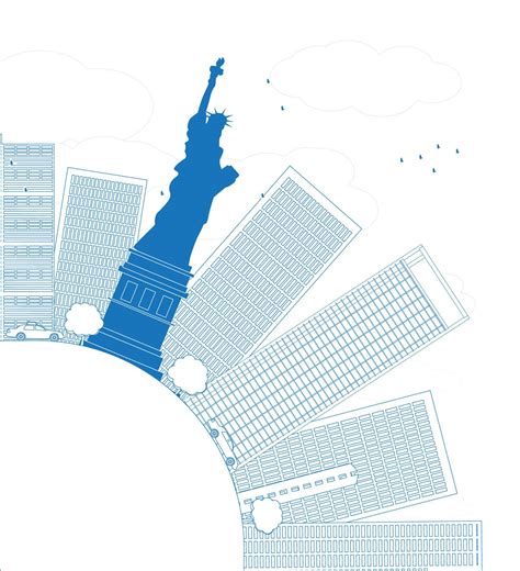 Outline New York city skyline with copy space. 6989835 Vector Art at ...