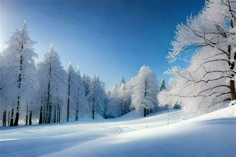 winter landscape with trees covered in snow. AI-Generated 34252864