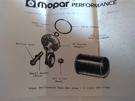 Mopar Chry 340 P5249320 Upgrade Small Block 90 Degree Oil Filter