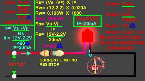 Led 12v Circuit Calculation How To Calculate Led Series Resistor Watts