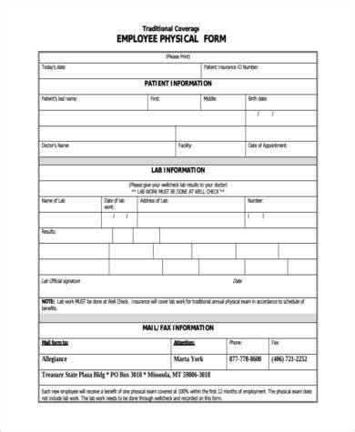 FREE 7 Sample Employment Physical Forms In PDF MS Word