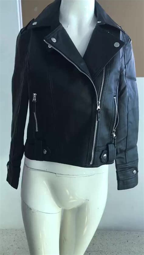 Female New Design Spring Autumn Pu Leather Jacket Faux Soft Leather Coat Slim Black Motorcycle