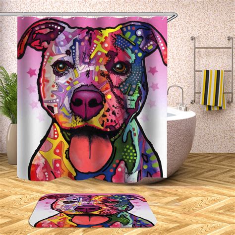 180 X 180cm Bathroom Shower Curtain Graffiti Dog Pattern Print