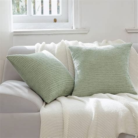 Wlnui Sage Green Pillow Covers X Inch Set Of Cozy Waved Textured