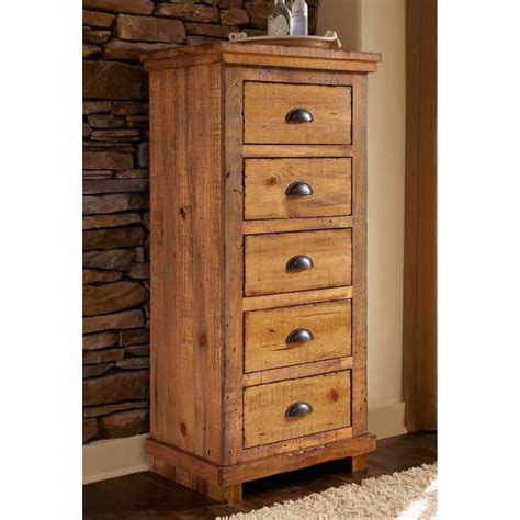 Progressive Furniture Willow Tall Vintage Style 5 Drawer Solid Wood Lingerie Chest In Distressed