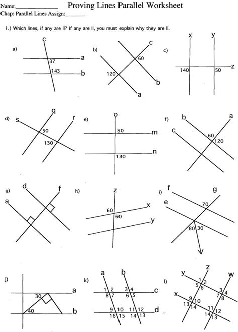 Free Worksheets On Angles In Parallel Lines