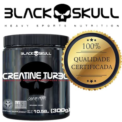 CREATINA TURBO BLACK SKULL 300 GR CREATINA MONOHIDRATADA CAVEIRA PRETA