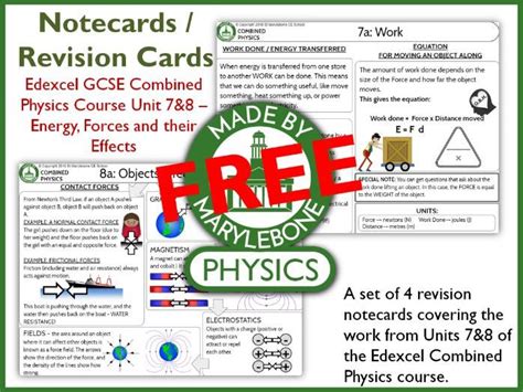 Edexcel Gcse 9 1 Combined Physics P7and8 Notecards Revision Cards