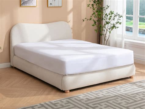 Lit Coffre X Cm En Tissu Bouclette Blanc Vanari