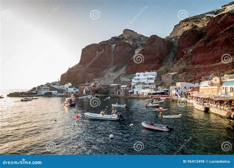 Amoudi Santorini Wyspa Grecja Zdj Cie Stock Editorial Obraz