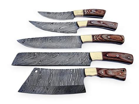 HS 242 Custom Handmade Damascus Kitchen Chef Knives Set Lot Of Five Pe