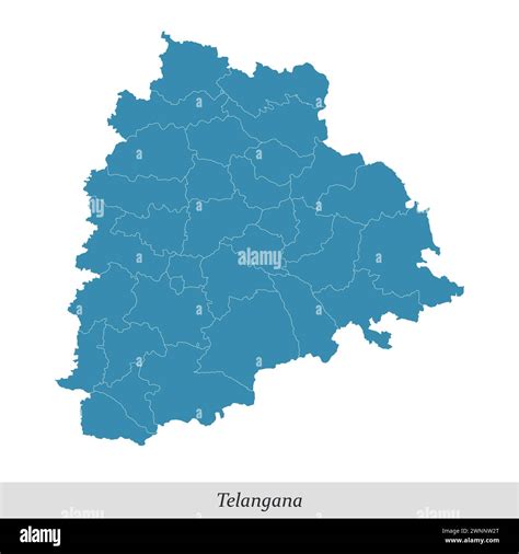 Map Of Telangana Is A State Of India With Borders Districts Stock