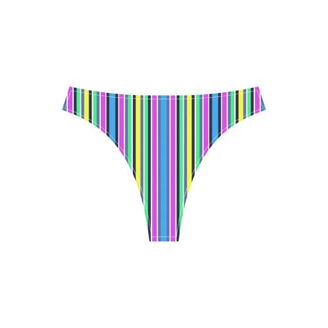 Vivid Colored Stripes Sport Top High Waisted Bikini Swimsuit Model S Id D