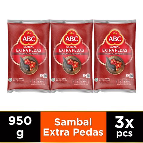 Jual ABC Saus Sambal Extra Pedas 950 Gr Multi Pack 3 Pcs Shopee