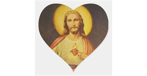 Sacred Heart Of Jesus Heart Shaped Stickers Zazzle