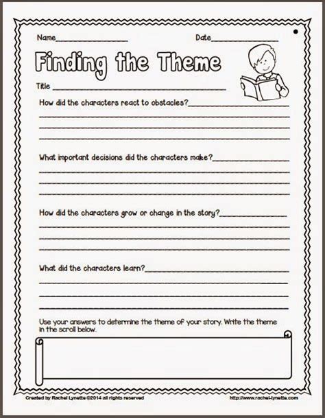 Main Idea And Theme Worksheets Worksheets Identifying Theme Free