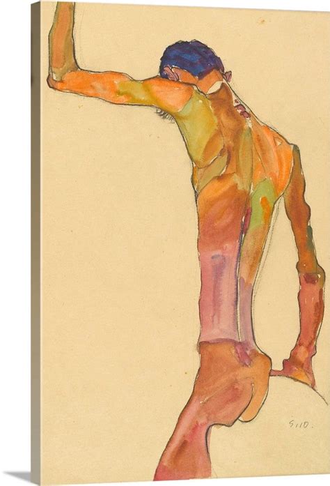 Standing Male Nude With Arm Raised Back View By Egon Schiele Egon