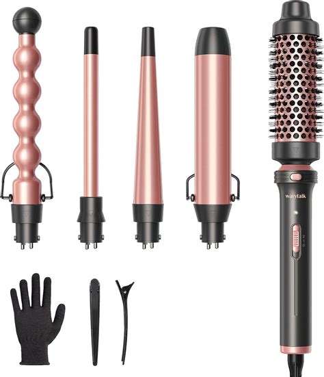 Wavytalk Curling Wand, 5 in 1 Curling Tongs Set with Curling Brush and ...