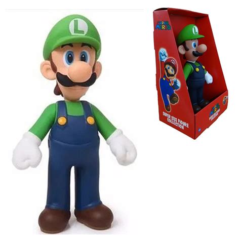 Boneco Luigi Super Mario Bros Miniatura Grande Original Figura Coleção