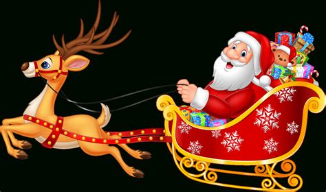 Pere Noel Traineau Dessin Couleur Clipart - Full Size serapportantà ...