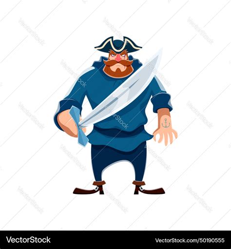 Cartoon Pirate Captain Character With Sword Vector Image