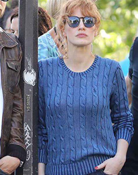 The 355 Jessica Chastain Sweater | Jessica Chastain Blue Sweater