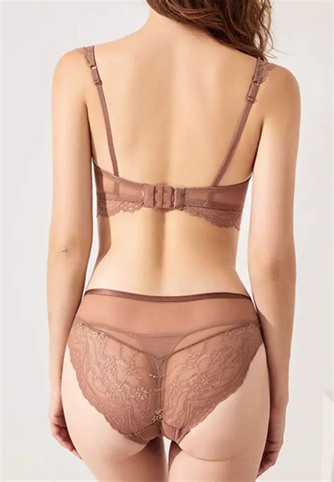 Buy ZITIQUE Women S See Through Ultra Thin No Sponge Cup Lace Lingerie Set Bra And Underwear