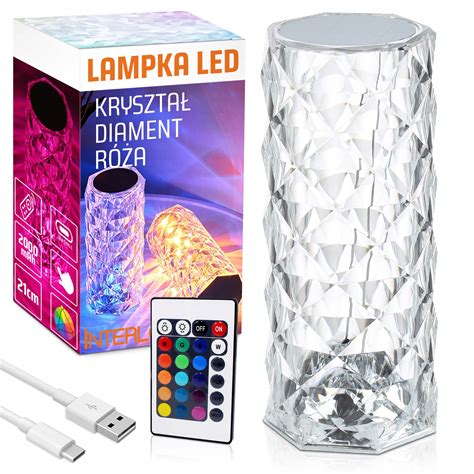 Kryszta Owa Lampka Nocna Led Diamentowa R A Dotykowa Diamond Rgb Pilot