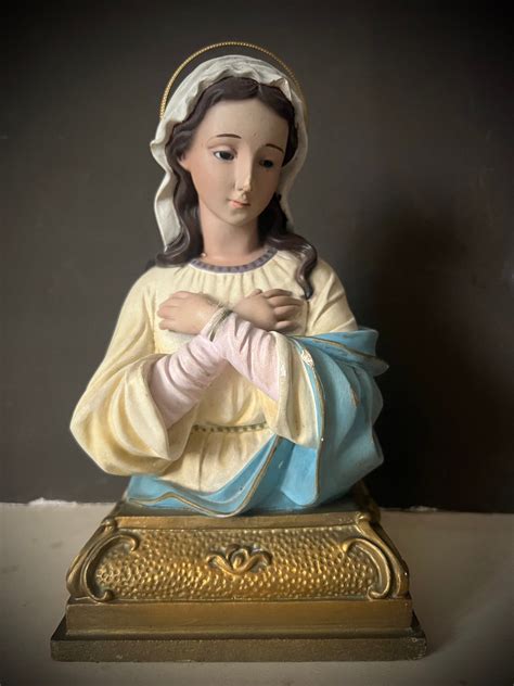 Vintage Virgin Bust Spanish Religious Statue Virgin From Etsy