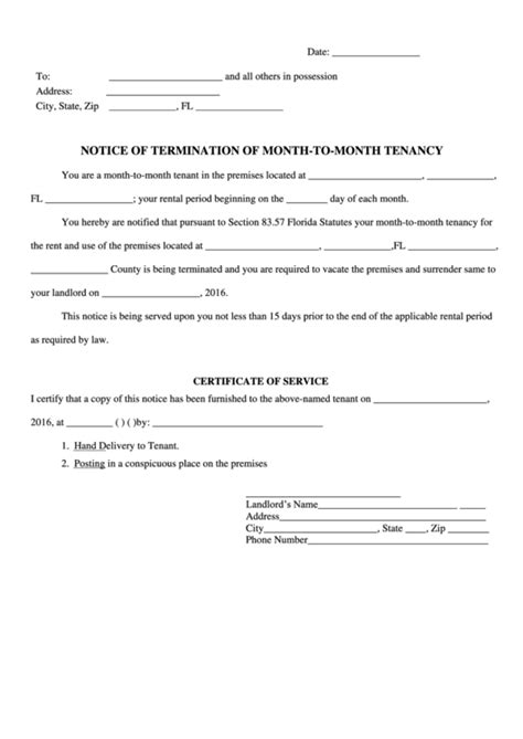 Month To Month Lease Termination Template